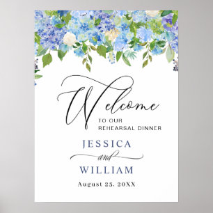 Elegant Hydrangea REHEARSAL DINNER Välkomsttecken Poster