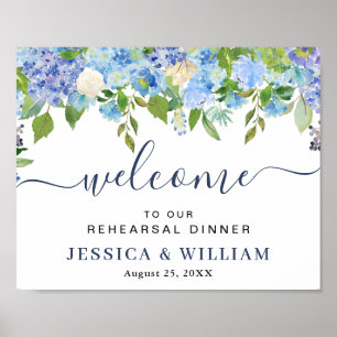 Elegant Hydrangea REHEARSAL DINNER Välkomsttecken Poster