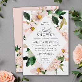 Elegant Hydrangea Rosa Blommigt Baby Shower Inbjudningar