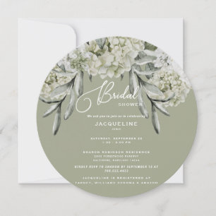 Elegant Hydrangea Sage Round Möhippa Inbjudningar