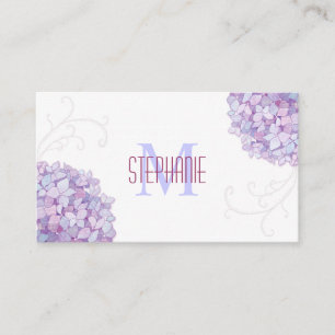 Elegant Hydrangeas Monogram Visitkort