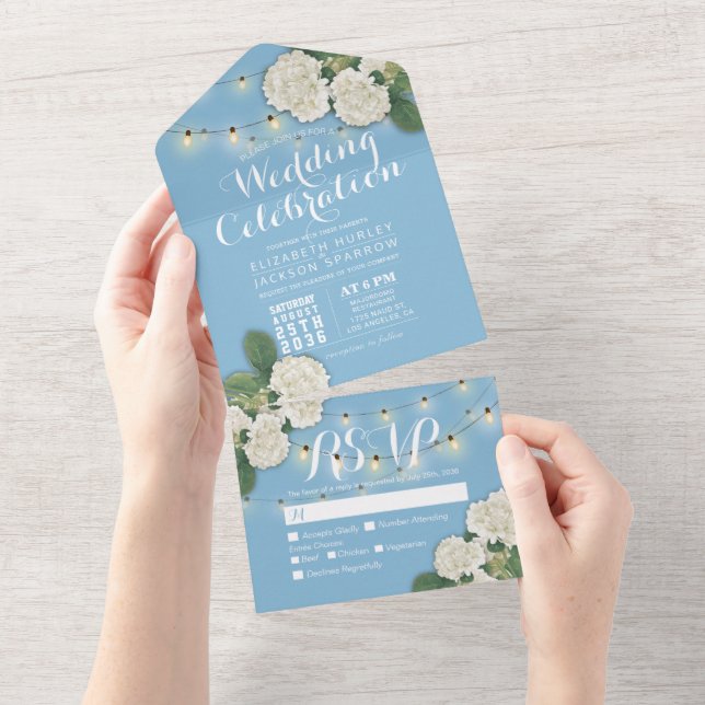 Elegant Hydrangeas String Ljus Blue Bröllop OSA (Tearaway)