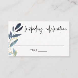 ELEGANT I ÅLDER BLUE GULD FOLIAGE WREATH BIRTHDAG PLACERINGSKORT
