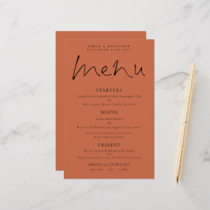 Elegant i budgetskript Terracotta Bröllop Menu