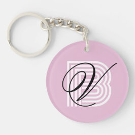 Elegant i den moderna rosan i monogram-nyckelkedja