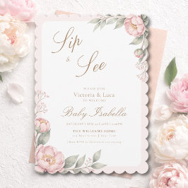 Elegant I Knopp Flickig Annonsering Sip & Se  Inbjudningar