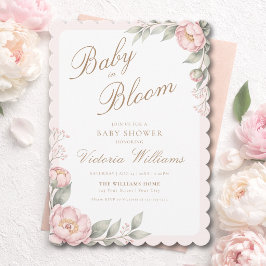 Elegant I Knoppfylld Flickas Babyshower Inbjudningar