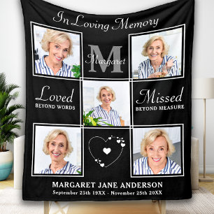 Elegant i Loving Memory 5 Photo Collage Memorial Fleecefilt