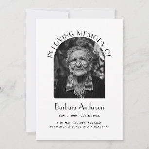 Elegant i Loving Memory Funeral Memorial Photo Inbjudningar