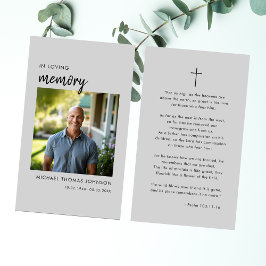 Elegant i Loving Memory Funeral Photo Prayer Card Visitkort