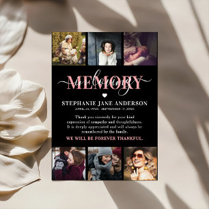 Elegant i Loving Memory Photo Collage Keepsak Tack Kort