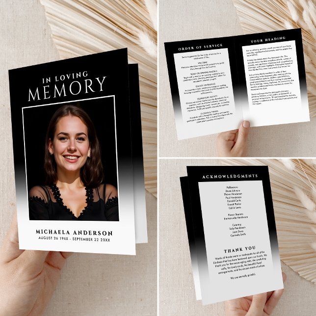 Elegant i Loving Memory Photo Funeral/Memorial Program (Skapare uppladdad)