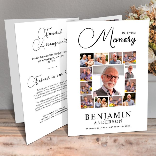 Elegant i Loving Memory Photo Funeral Program (obituary template,funeral program,order of service,celebration of life,funeral booklet,funeral cards)
