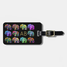 Elegant i monogram färgade prydnadselefanter