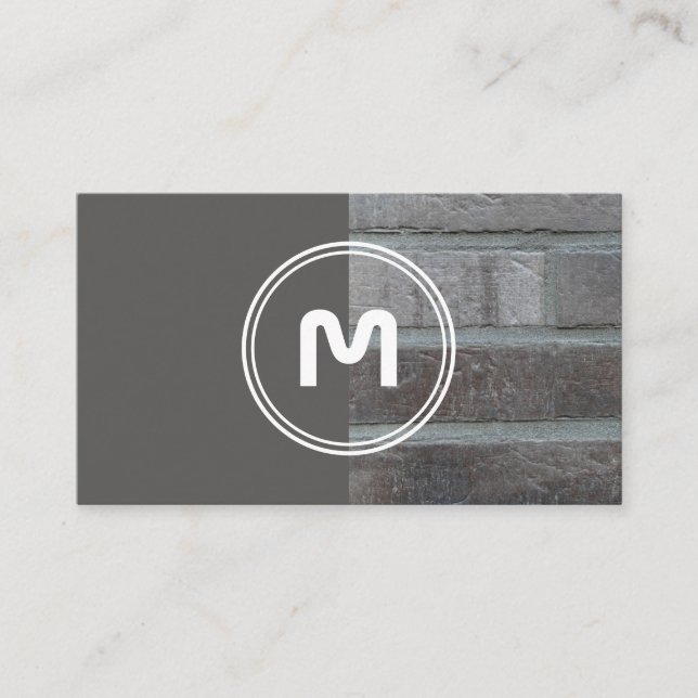 Elegant i monogram grått brickwall två ton visitkort (Framsida)