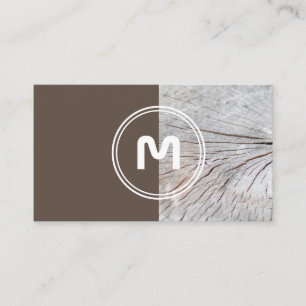 Elegant i monogram trä med två färgade bruna matto visitkort