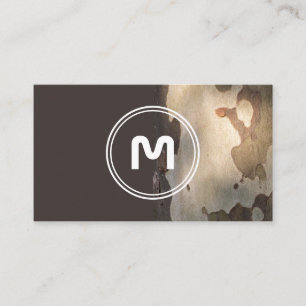 Elegant i monogram trä med två färgade bruna matto visitkort