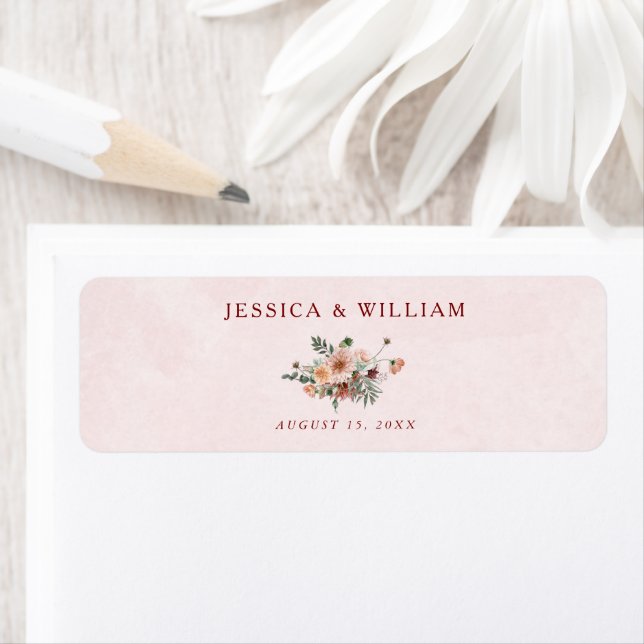 Elegant i Returadressen Hösten Rosa Tone Bröllop Returadress Etikett (Insitu)