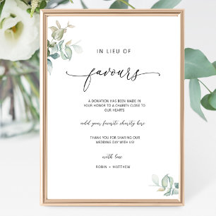 Elegant, i stället för Favors Greenery Sign Poster