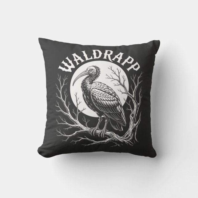 Elegant Ibis – Monokrom Vilda Djur - utrotningshot Kudde (Framsida)