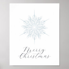 Elegant Ice Blue Snowflake God jul Poster