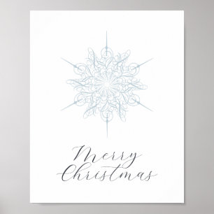 Elegant Ice Blue Snowflake God jul Poster