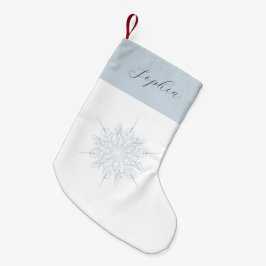 Elegant Ice Blue Snowflake Namn Liten Julstrumpa