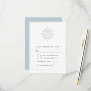 Elegant Ice Blue Snowflake Winter Wedding OSA Kort