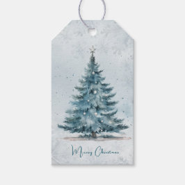 Elegant Ice Blue Tree Winter Wonderland Christmas Presentetikett