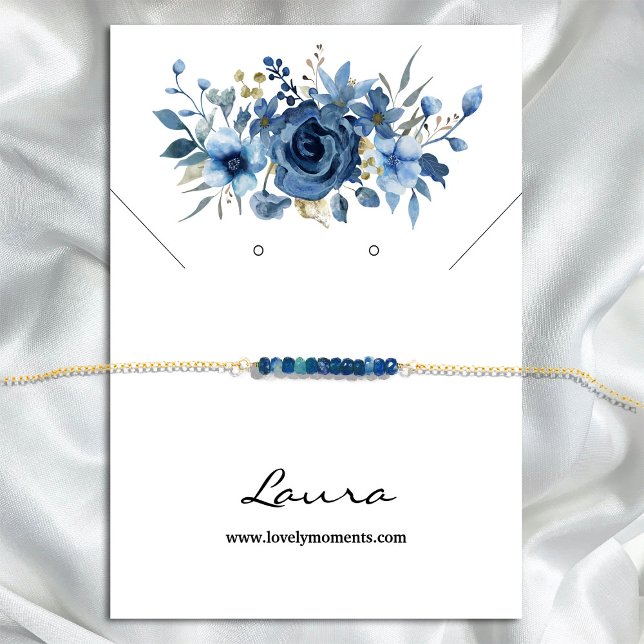 Elegant Ice Blue Winter Blommigt Stud Earring Visitkort (Elegant Ice Blue Winter Floral Stud Earring Card #navyblue #weddingfavor #zazzlemade #winterfloral)