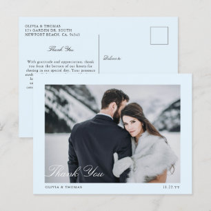 Elegant Ice Blue Winter Wedding Photo Tack Vykort
