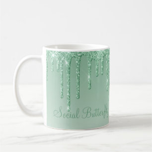 Elegant Ice Grönt Glitter Gnistra Modern Kaffemugg