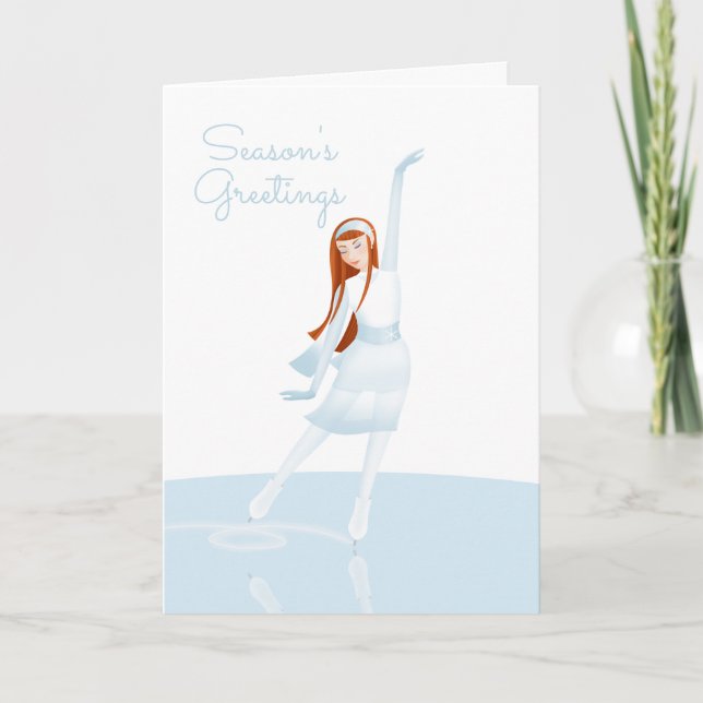 Elegant Ice Skater Folded Holiday Card Helgkort (Framsida)