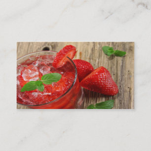 Elegant iced jordgubbedrink visitkort