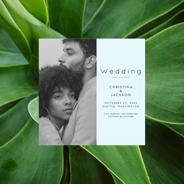 Elegant Icy Blue Photo Save the Date II Magnetisk Inbjudningskort (Skapare uppladdad)