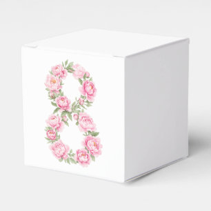 Elegant illustration av pionblomma för 8 mars presentaskar