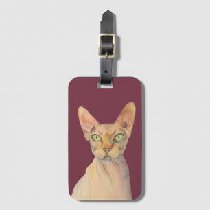 Elegant illustration för Sphynx kattvattenfärg Bagagebricka
