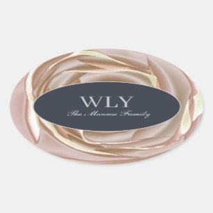 Elegant ILY-klistermärke Cream Rose Ovalt Klistermärke