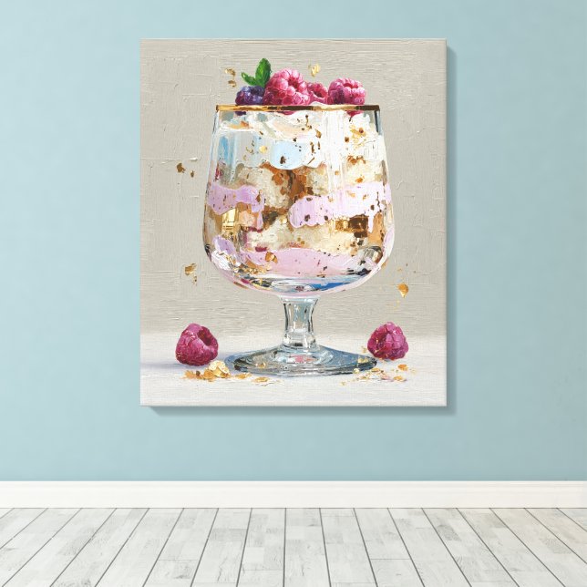 Elegant Impasto Hallondessert  Canvastryck (Insitu (trägolv))