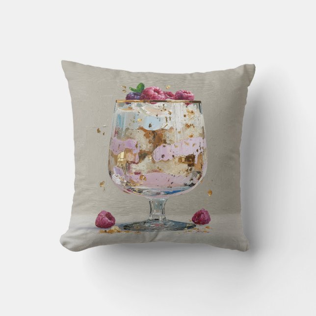 Elegant Impasto Hallondessert  Kudde (Framsida)