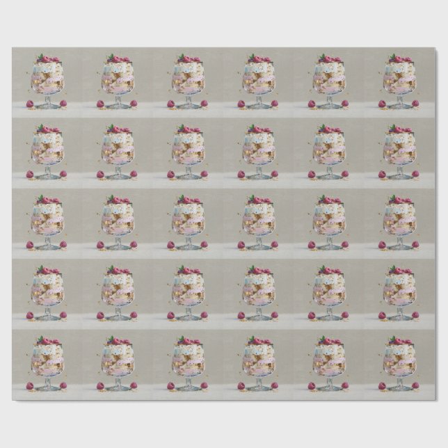 Elegant Impasto Hallondessert  Presentpapper (Platt)