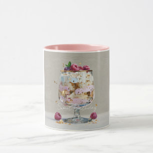 Elegant Impasto Hallondessert Sött födelsedagsfira Mugg