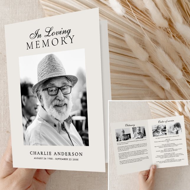 Elegant In Loving Memory 7-Photo Memorial Program (Skapare uppladdad)