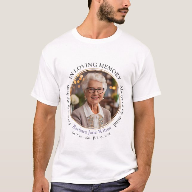 Elegant In Loving Memory Memorial Funeral Keepsake T Shirt (Framsida)