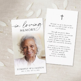 Elegant In Loving Memory Photo Cross Prayer Card Visitkort