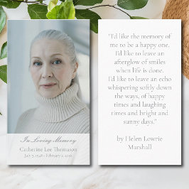 Elegant In Loving Memory Photo Prayer Cards Visitkort