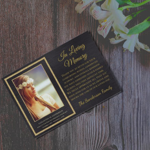 Elegant In Memoriam Begravning Svart Foto Tack Kort