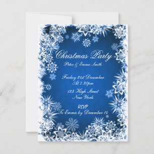 Elegant inbjudan för snöflingorblåttparty