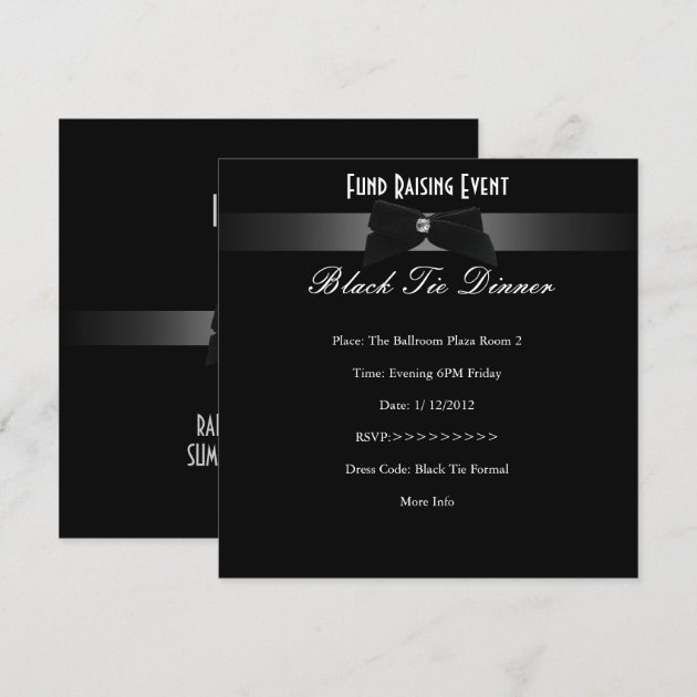 Elegant Inbjudan Fundraiser Formellt svart fack  Zazzle.se