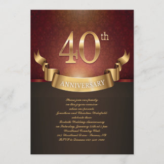 Elegant inbjudan till 40-årsjubileum för bröllop